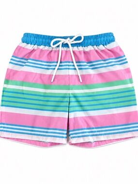 Classic Whimsy Boys Pastel Stripe Swim Trunks Pink Green Blue Size 6